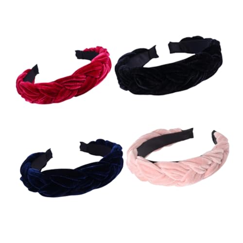 ARTSEWPLY 4 Stück Teiliges Damen Haarreifen aus Weichem Goldvelours mit Kreuzdesign Breites Stirnband Eleganter Haarschmuck Vielseitig Kombinierbar Modisches Accessoire für Frauen von ARTSEWPLY