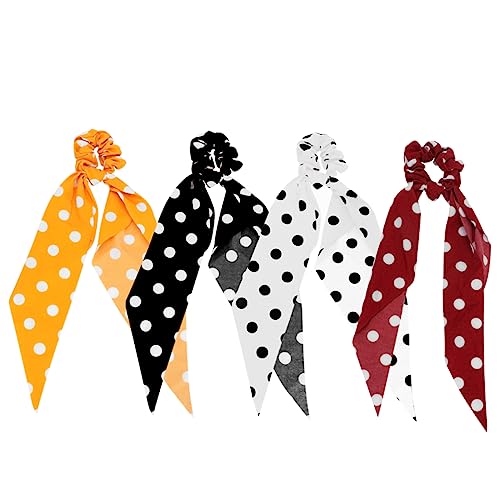 ARTSEWPLY 4 Stück Teiliges Haargummi mit Schleifenmuster Elastische Ponytail Halter aus Stoffband Langes Haarschmuck Band für Damen Gemischte Farben Weiches Dehnbares Zufällige Farbe von ARTSEWPLY
