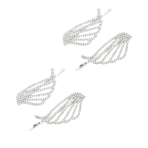 ARTSEWPLY 4 Stück Teiliges Silberne Flügel haarklammern mit Funkelnden Strasssteinen Seitliche Haarnadeln für Damen Kreative Engelsflügel form Modischer Haarschmuck für Besondere Anlässe von ARTSEWPLY