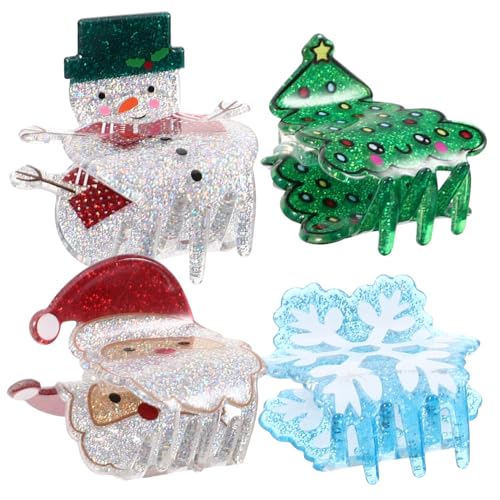 ARTSEWPLY 4 Stück Weihnachtliche Kleine Haarspangen mit Krallendesign Festliche Haarklammern für Frauen Geeignet für Dickes und Dünnes Haar Kreative Weihnachtsmotive für Party und Alltag von ARTSEWPLY