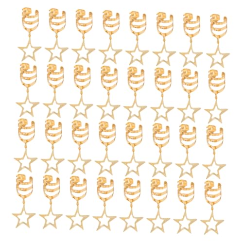 ARTSEWPLY 40 Stück Dreadlock Zubehör für Goldene Metall Haarringe mit Hohlem Sternanhänger Haarschmuck für Kreative Styles von ARTSEWPLY