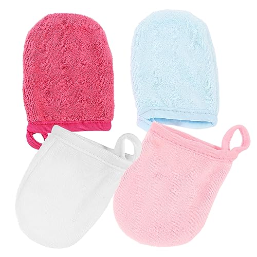 ARTSEWPLY 4Stücke Gesichtsreinigungshandschuhe Mikrofaser Wiederverwendbare Abschminkhandschuhe für Sanfte Hautreinigung für Empfindliche Haut Make Up für Mascara von ARTSEWPLY