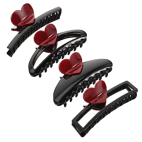 ARTSEWPLY 4 Stück Herz Haarklammern Für Frauen Rutschfeste Klauenclips Für Dünnes Und Dickes Haar Dekorative Haarspangen Für Mädchen Zum Make up Kochen Und Sport Robuste Kunststoff von ARTSEWPLY