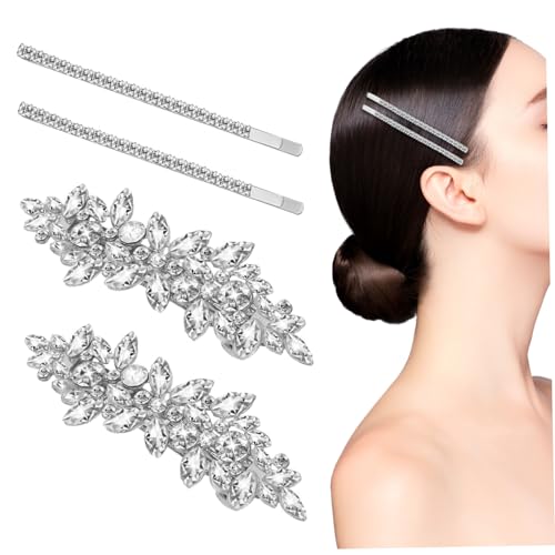 ARTSEWPLY 4er Set Strass Haarspange Braut Haarspange Hochzeit Haarschmuck Funkelnder Haarschmuck Für Damen Modische Haarspangen von ARTSEWPLY