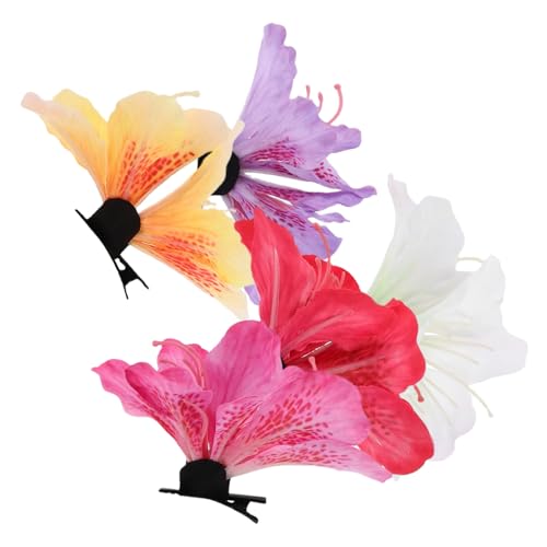 ARTSEWPLY 5 Stück Boho Blüten Haarclips Lebensmittelechtes Stoffmaterial Farbverlauf Gelb Violett Rot Realistische Haarklammern für Frauen Hanfu Urlaub Hochzeit Party Styling von ARTSEWPLY