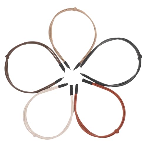 ARTSEWPLY 5 Stück Teiliges Damen Haarband Geknotet aus Leder Modischer Haarschmuck für Hochzeiten Geburtstagsfeiern und Besondere Anlässe Schwarz Khaki Hellbraun und Dunkelbraun von ARTSEWPLY