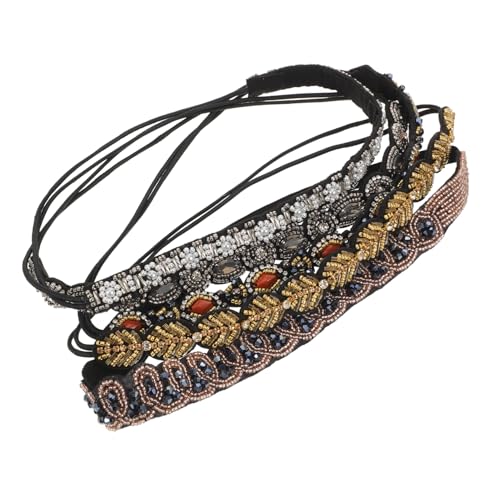 ARTSEWPLY 5 Stück Teiliges Damen Haarband mit Elastischem Handgenähtem Strass und Perlenbesatz Flexibles Schmuck Stirnband für Festliche Anlässe Wie Hochzeit Party Geburtstag Angenehm zu von ARTSEWPLY