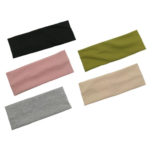 ARTSEWPLY 5 Stück Teiliges Elastisches Sport Stirnband Vielseitig Dehnbar für Gesichtsreinigung Make Up und Fitness Geeignet für Yoga Laufen Radfahren Unisex Haarband in Farben von ARTSEWPLY