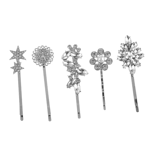 ARTSEWPLY 5 Stück Teiliges Haarklammern Damen mit Filigranem Blumen Design Silberne Haarspangen Leichte und Bequeme Haarpins für Alltag und Fest Modischer Haarschmuck für Frauen von ARTSEWPLY
