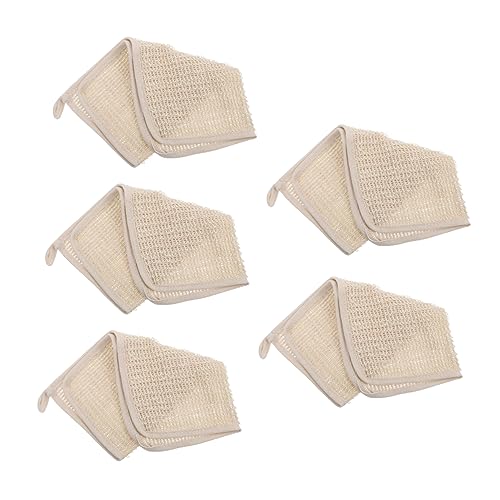 ARTSEWPLY 5 Stück Teiliges Langlebiger Peeling Handtücher aus Baumwoll Leinen Sanfter Body Exfoliator und Rückenschonender Dusch Waschlappen für Effektive Tiefenreinigung und Hautpflege von ARTSEWPLY