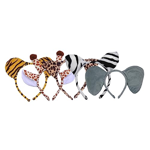 ARTSEWPLY 5 Stück Teiliges Plüsch Tier Haarreif Giraffe Zebra Tiger Leopard für Karneval Halloween und Kostümpartys Bequeme Dekorative Haarschmuck für Erwachsene von ARTSEWPLY