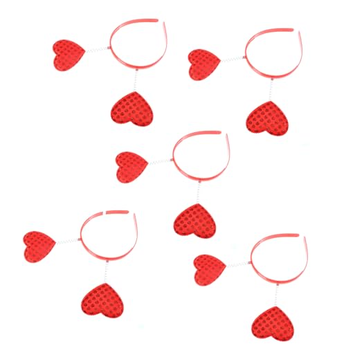 ARTSEWPLY 5 Stück Teiliges Rote Herz Haarreifen Elastisch Verstellbar Damen Mädchen Haarschmuck Neujahr Valentinstag Accessoires von ARTSEWPLY