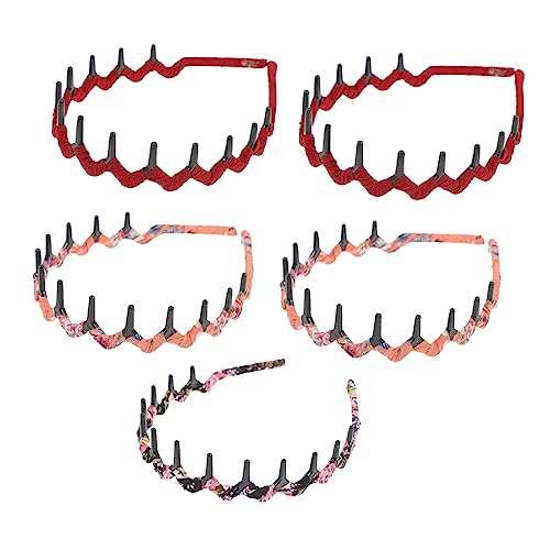 ARTSEWPLY 5stücke Zähne Kamm Stirnbänder Gewellt Leopardenkopf Plastik Haifischzahn Haarband Unisex Kopfbedeckung Für Damen Herren von ARTSEWPLY