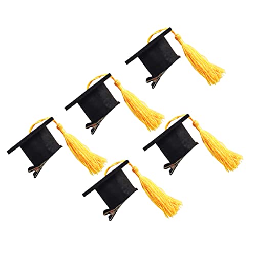 ARTSEWPLY 5stücke Mini Doktorhut Haarklammern Bunte Graduierungs-haarspangen Mit Quaste Für Abschlussfeiern Geeignet Für Erwachsene Und Mädchen Gelb von ARTSEWPLY