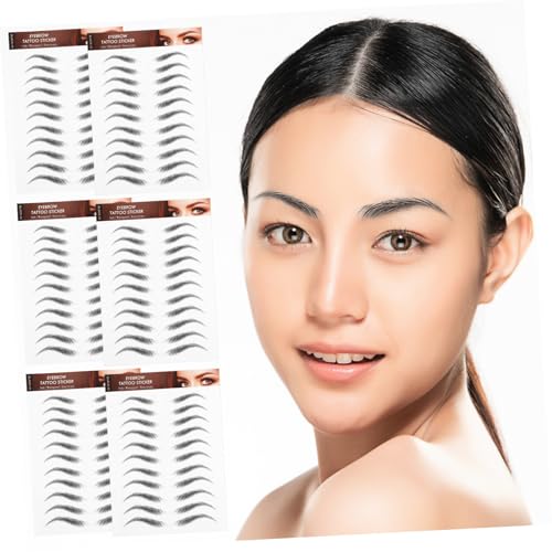 ARTSEWPLY 6 Blätter Wasserfeste Augenbrauen Tattoos Aufkleber mit Haarähnlicher Struktur Natürliche Realistische Form Einfach Anzubringen Entfernen für Präzises Grooming und Styling von ARTSEWPLY