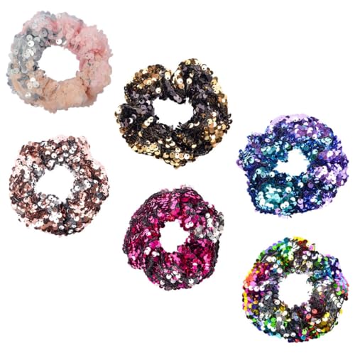 ARTSEWPLY 6 Stück Haargummis mit Pailletten Bunte Haarbänder für Mädchen Elastische Ponytail Halter Glitzernde Haarschmuck Accessoires Zufälligen Farben und Stilen Zufällige Zufällige Farbe von ARTSEWPLY