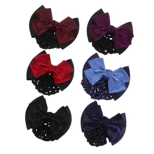 ARTSEWPLY 6 Stück Teiliges Damen Haarschmuck mit Elastischem Netz und Schleifen Design Stilvolle Haarklammern für Professionelle Anlässe für Büro Partys und Warme Rot Blau Weinrot von ARTSEWPLY