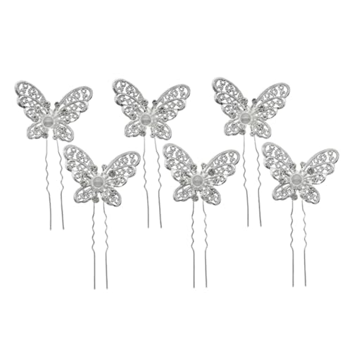 ARTSEWPLY 6 Stück Teiliges Haarnadeln mit Perlen und Strass Filigrane Schmetterlingsform Eleganter Brautschmuck für Hochzeiten und Festliche Anlässe Sicherer für Verschiedene Frisuren von ARTSEWPLY
