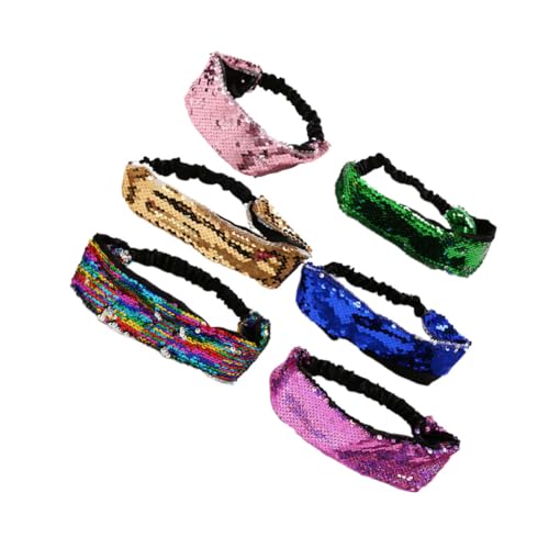 ARTSEWPLY 6 Stück Teiliges Haarschmuck Set mit Pailletten Modische Elastische Haarbänder für Damen und Mädchen Leichte Kopfbedeckung für Party Alltag Dekorative Stirnbänder Zufällige Farbe von ARTSEWPLY