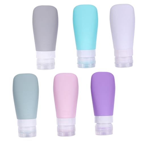 ARTSEWPLY 6 Stück Teiliges Reise flaschen Langlebigem Silikon Auslaufsichere Kosmetikbehälter für Shampoo Lotion Make up Entferner Leicht Tragbar für Kabinengepäck und Unterwegs von ARTSEWPLY