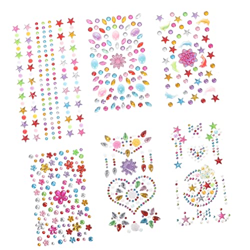 ARTSEWPLY 6Blätter Edelstein Aufkleber für Gesicht und Körper Selbstklebende Juwelen für Halloween Cosplay und Partys Glitzernde Dekorationen Rückstände von ARTSEWPLY