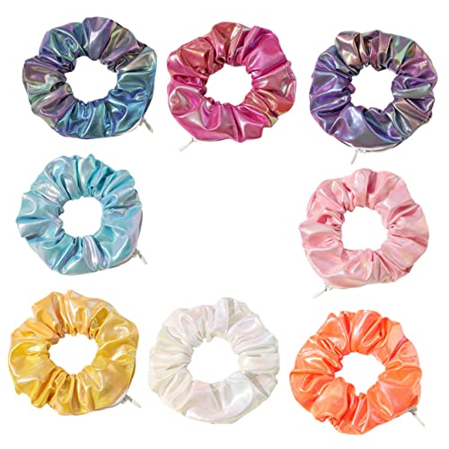 ARTSEWPLY 8 Stück Teiliges Haargummi mit Kreativem Farbverlauf Weichem PU Material und Praktischem Reißverschluss Design Vielseitiges Haaraccessoire für Mädchen und Damen Bequem und Modisch von ARTSEWPLY