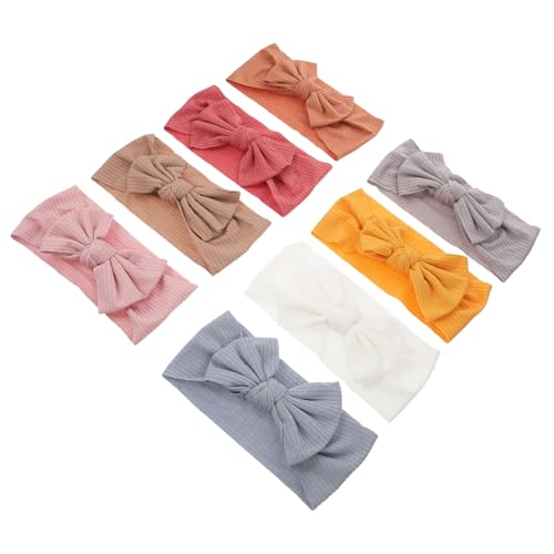 ARTSEWPLY 8 Stück Teiliges Knot Stirnband Weiche Elastische Neugeborenen Haarbänder mit Schleife Baumwoll Turban Kopfbedeckung für Junge Mädchen Verstellbar und Komfortabel für Mädchen von ARTSEWPLY
