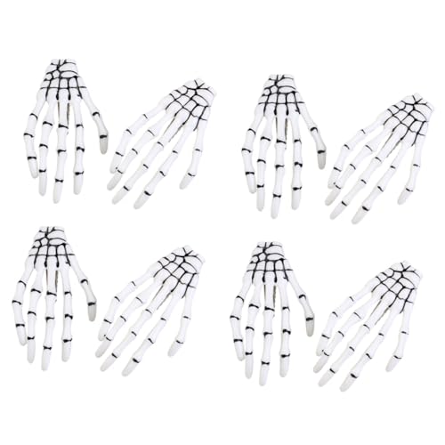 ARTSEWPLY 8 Stück Teiliges Weißes Haarklammern mit Modischen Skelett Hand Designs Langlebige Haarspangen für Damen und Mädchen für Halloween Cosplay Party und Alltagsschmuck von ARTSEWPLY