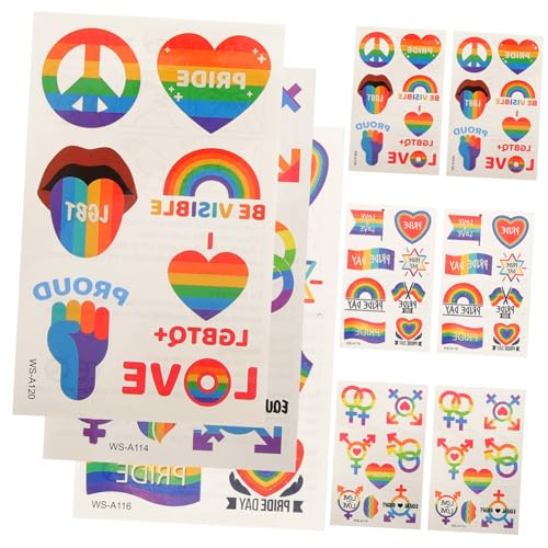 ARTSEWPLY 9 Blätter Teiliges Pride Tattoos Rainbow Temporary Tattoos Aufkleber Bunte Motivstickers Für Jungen Gesicht Körper Armschmuck Für Pride Party Feierlichkeiten von ARTSEWPLY