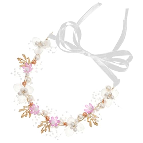 ARTSEWPLY Blumenperlen Stirnband mit Band Vintage Hochzeits Haarschmuck für Bräute Haaraccessoire mit Blumen und Perlen für Besondere Anlässe von ARTSEWPLY