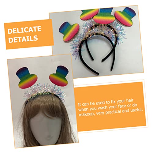 ARTSEWPLY Buntes Party Haarband mit Kleinem Hut Design Farbenfrohes Regenbogen Haaraccessoire für Karneval Kostümfest und Festliche Anlässe Geeignet für Mädchen und Familien von ARTSEWPLY