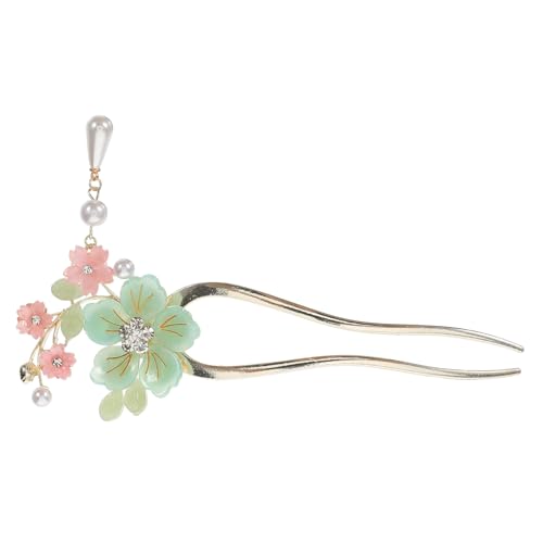 ARTSEWPLY Chinesischer Haarnadel Haarstab mit Blumen Design Handgefertigter Grüner Haarschmuck für Damen Traditioneller Haarfork Eleganter Retro Stil für Festlichkeiten und Hanfu Kleidung von ARTSEWPLY