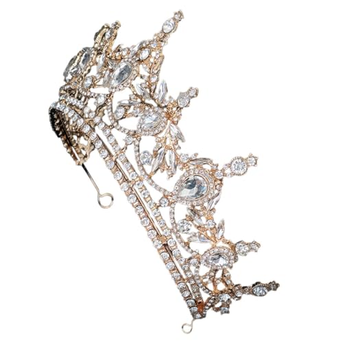ARTSEWPLY Damen Krone mit Funkelnden Strasssteinen Goldfarbenes Stirnband für Braut Hochzeit Langlebiges Zinklegierungsmaterial Strahlender Haarschmuck für Brautjungfern und Festliche von ARTSEWPLY
