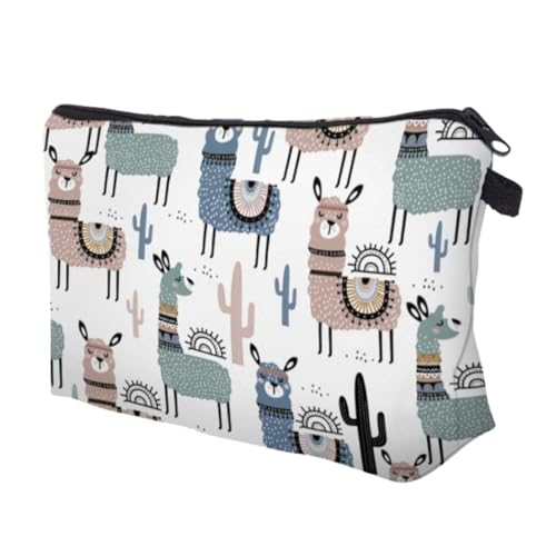 ARTSEWPLY Digitaldruck Alpaka Kosmetiktasche Damen Multifunktionaler Kulturbeutel Leichtes Langlebiges Waschbeutel Reise Organizer mit Großem Stauraum für Toilettenartikel und Make up von ARTSEWPLY