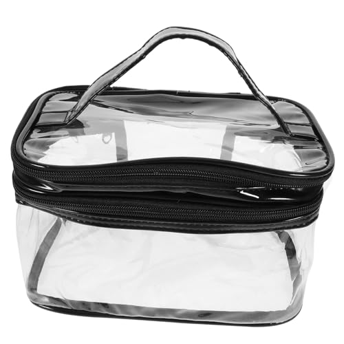 ARTSEWPLY Transparente Make-up-Tasche Doppellagiger Reiseträger Großes Kosmetik-Organizer-Tasche Tragbare Griff- Für Tägliche Bedarf von ARTSEWPLY