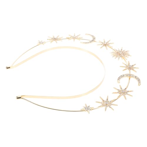 ARTSEWPLY Doppeltes Stirnband mit Mond und Sternen aus Legierung Strassbesetztes Göttinnen Haarband für Damen und Mädchen Eleganter Rutschfester Kopfschmuck für Party Festival und Cosplay von ARTSEWPLY