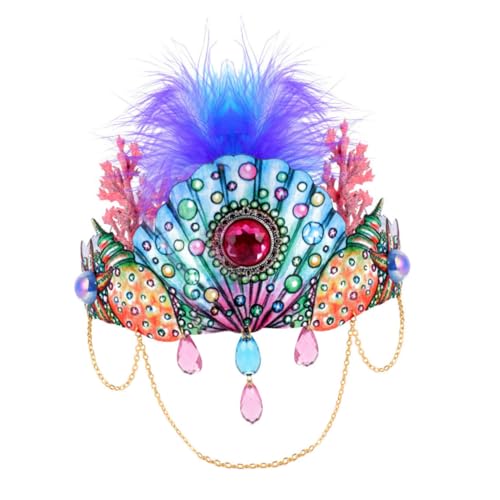 ARTSEWPLY Elastisches Halloween Haarband mit Muschel und Korallenkrone Leichter Haarschmuck für Damen Party Kopfbedeckung Vielseitig für Kostümfest und Fotorequisiten von ARTSEWPLY