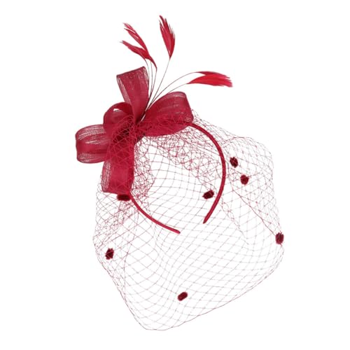 ARTSEWPLY Eleganter Braut Haarschmuck Netzstoff Haarclip in Weinrot Vielseitig als Haarreif oder Haarklammer für Damen für Hochzeiten Partys und Fotoshootings von ARTSEWPLY