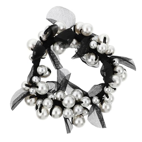 ARTSEWPLY Eleganter Haargummi mit Perlen und Schwarzer Spitzenverzierung Elastischer Ponytail Holder für Mädchen und Frauen Vielseitig für Dutt Pferdeschwanz Schonend und Fest Haltend von ARTSEWPLY