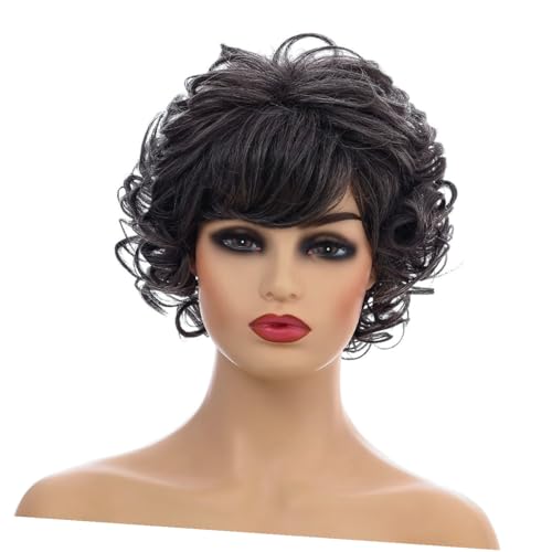 ARTSEWPLY Fluffige Kurze Lockige Perücke Damen Verstellbar Atmungsaktiv Hautfreundlich Weich für Alltag Party Cosplay Karneval Geeignet Schwarzer Stil ARTSEWPLY Fluffige Kurze Lockige Perücke Damen Verstellbar Atmungsaktiv Hautfreundlich Weich für Alltag Party Cosplay Karneval Geeignet Schwarzer Stil von ARTSEWPLY
