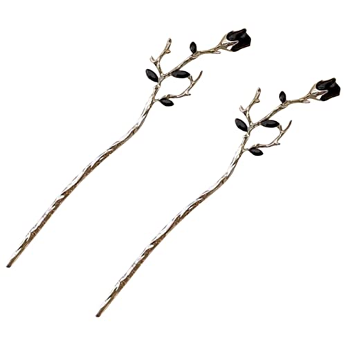 ARTSEWPLY Glatte Und Leichte Haarnadel Mit Rose Aus Metall Haarschmuck Für Frauen Dutt-haarstab Rosenblumen-haarstab von ARTSEWPLY