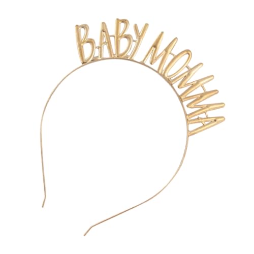 ARTSEWPLY Goldfarbenes Stirnband mit Buchstabenprint aus Leichtem Legierungs Material Eleganter Haarschmuck für Damen und Mütter Modisches Party Accessoire für Shower und Festliche Anlässe von ARTSEWPLY