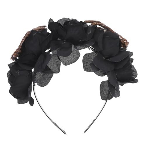 ARTSEWPLY Halloween Haarreif mit Schwarzen Rosen und Gruseligen Skelett Hand Motiven Stabiles Party Cosplay Accessoire für Kostüme Themenfeiern Komfortabel und Auffällig von ARTSEWPLY