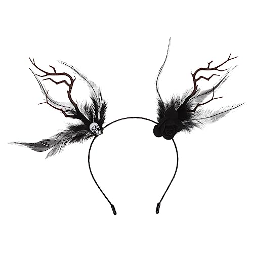 ARTSEWPLY Halloween Haarreif mit Teufelshörnern und Schwarzen Federn Kostüm Accessoire für Erwachsene für Halloween Partys und Deko von ARTSEWPLY