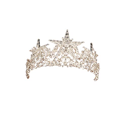 ARTSEWPLY Handgefertigte Five Point Star Tiara für Hochzeit Silberne Brautkrone Leichtes Haarschmuck Accessoire für Hochzeitsfeier Verlobung und Festliche Anlässe von ARTSEWPLY