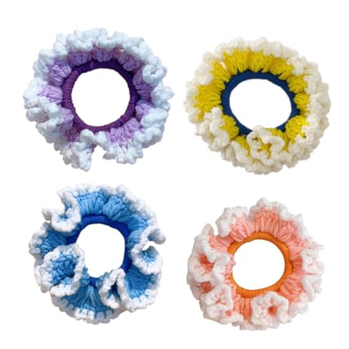 ARTSEWPLY Handgefertigte Gestrickte Haargummis aus Wolle Teiliges Elastische Langlebige Haarbänder Schonend zu Dickem und Feinem Haar Modischer Haarschmuck in Zufälligen Zufällige Farbe von ARTSEWPLY
