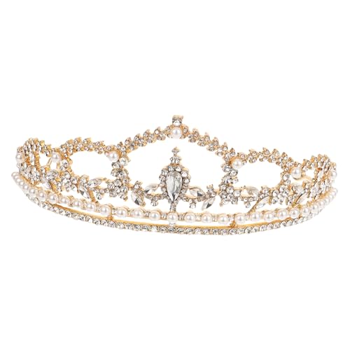 ARTSEWPLY Handgefertigte Vintage Strasskrone Braut Tiara mit Perlen Barock Design Hochzeit Haarschmuck für Partys und Besondere Anlässe von ARTSEWPLY