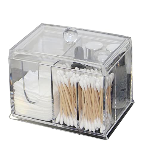 ARTSEWPLY Klarer Kosmetik Aufbewahrungsbehälter Transparente Box für Abschminkpads und Wattestäbchen Kleiner Organizer Weiß für Tägliche Nutzung und Einfache Handhabung von ARTSEWPLY