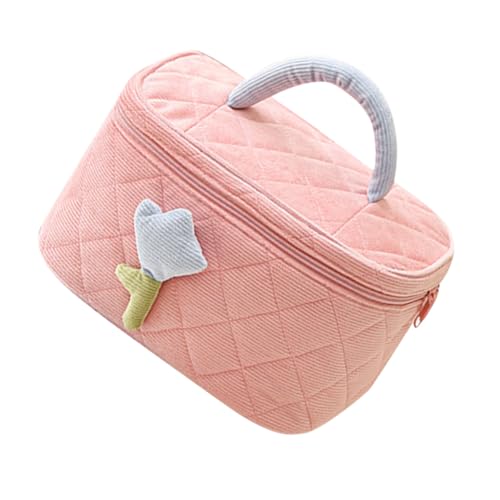 ARTSEWPLY Kosmetiktasche Corduroy Großem Fassungsvermögen Weich Leicht Tragbar Modisch Süß Teen Mädchen Make Up Aufbewahrungstasche Reise Kulturbeutel von ARTSEWPLY