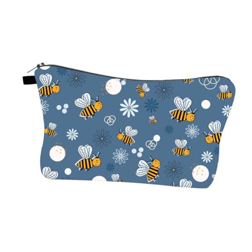 ARTSEWPLY Kosmetiktasche Damen Bienen Muster Leichte Polyester Schminktasche mit Reißverschluss Multifunktionale Makeup Tasche für Ordnung und Reise Strapazierfähig und Praktisch von ARTSEWPLY